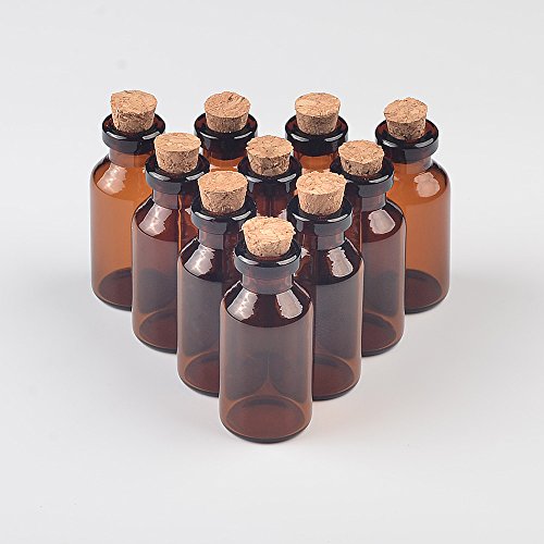 5ml Amber Glass Vials with Cork Empty Brown Tiny Glass Jars Mini Glass Bottles Vials Jars Containers 50units (50 Count)