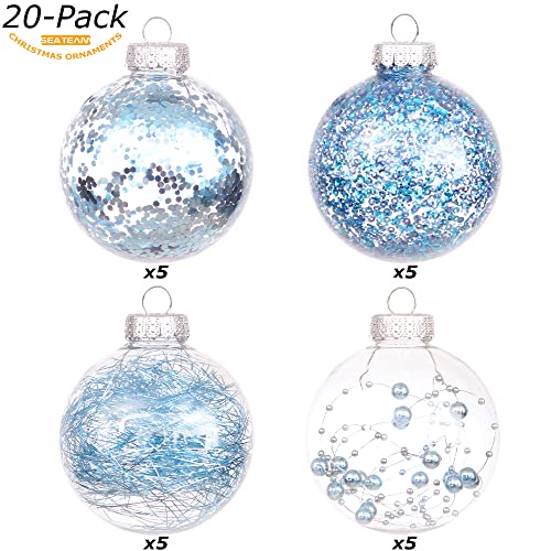 20 Pack Clear Christmas Ball Ornaments with Fillers (20 Count)