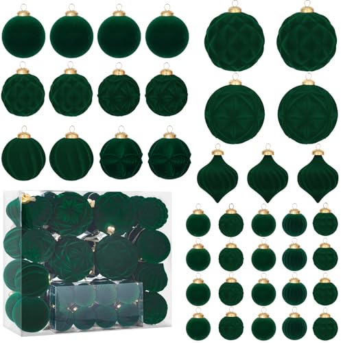 46PCS Velvet Christmas Ball Ornaments Set (46 Count)
