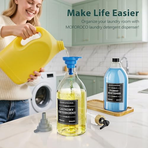 Liquid Laundry Detergent Dispenser with Bamboo Tray (64 Fl Oz)