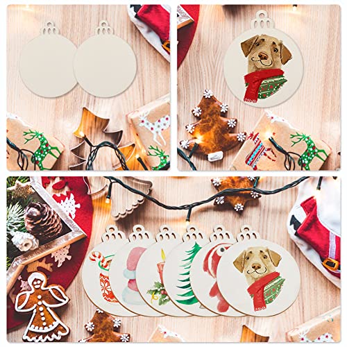 30PCS 3" Round Wooden Ornaments for Crafts (30 Count)