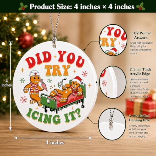 Funny Gingerbread Nurse Christmas Ornaments 2026