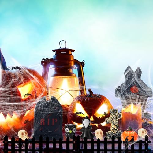 56 Pcs Halloween Village Ornaments Accessories Figurines Set