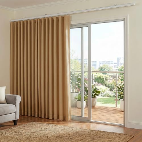 Room Divider Curtains Blackout Floor to Ceiling Curtain with Hook Wall Mount Sliding Door Curtains Ceiling Mount Extra Wide Curtain Wall Divider for Room Separation