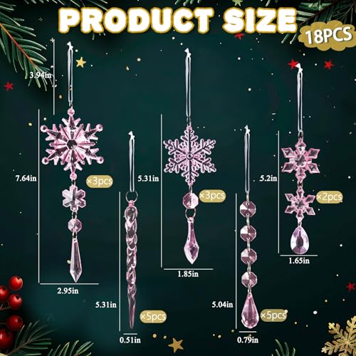 Crystal Christmas Tree Ornaments (18 Count)
