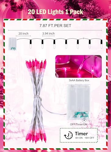 8ft 20LED Battery Operated Christmas String Lights with Timer