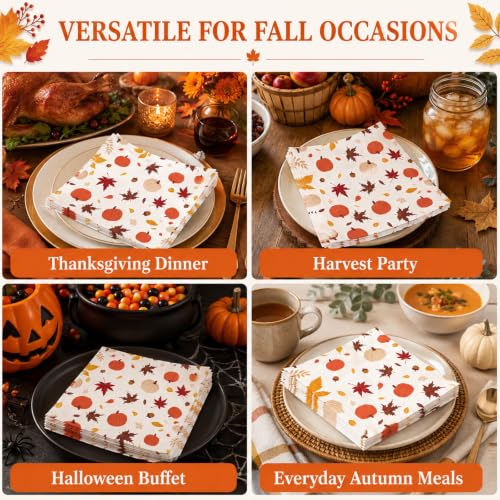 50 Pcs Fall Napkins 6.5 x 6.5 inch (50 Count)