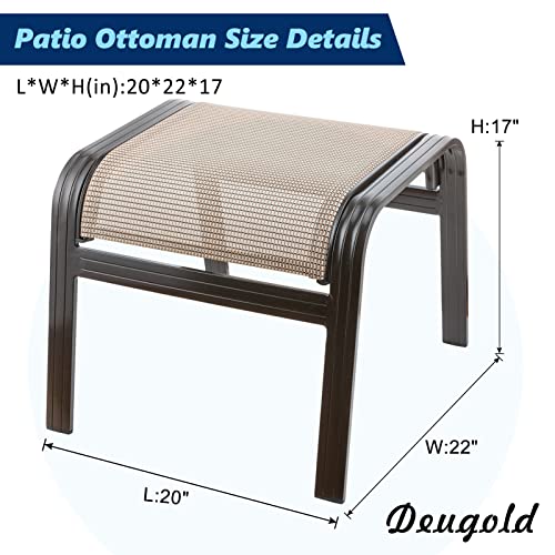 Outdoor Patio Ottoman Seat Textilene Portable Metal Footstool Portable Footrest Patio Chairs 2 Set Beige (2 Count)