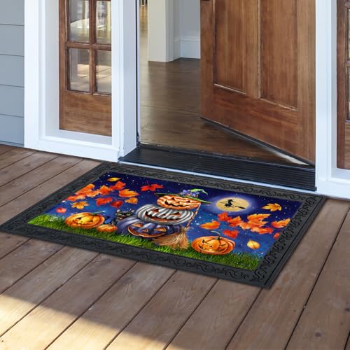 Doormat 30x18 Indoor Outdoor Halloween Pumpkin Stack for Halloween Doormat (3.75 Sq Ft)