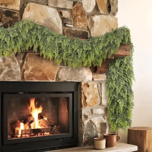 Lifelike Touch Artificial Cedar Garland for Christmas Decor (10 Foot)