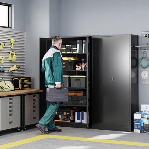 Metal Garage Storage Cabinets with Lock Door and Adjustable Shelves