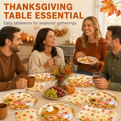 40 Pcs Fall Pumpkin Dessert Plates and Napkins Sets (40 Count)