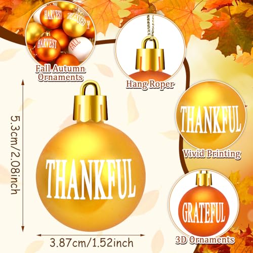 24Pcs Thanksgiving Fall Tree Decorations Hanging Ball Ornaments (24 Count)