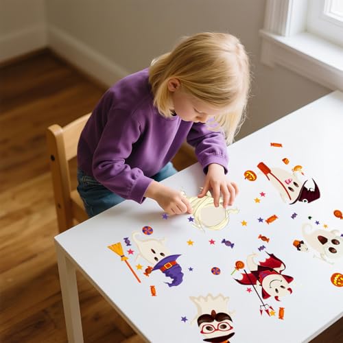 6 Sheet Halloween Stickers Clings Cute Ghost Decals Decor for Kids (6 Count)