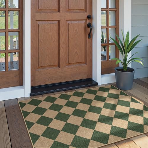 Checkered Easy Jute 3x5 Outdoor Patio Rug (18.148 Sq Ft)