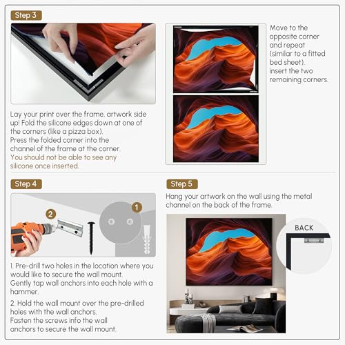 36"x46" Extra Large Framed Wall Art Antelope Canyon Rock Formation with Vibrant Colors for Home Living Room Bedroom Decor