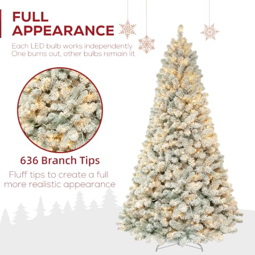 6 ft Prelit Snow Flocked Christmas Tree with 200 Warm White LEDs