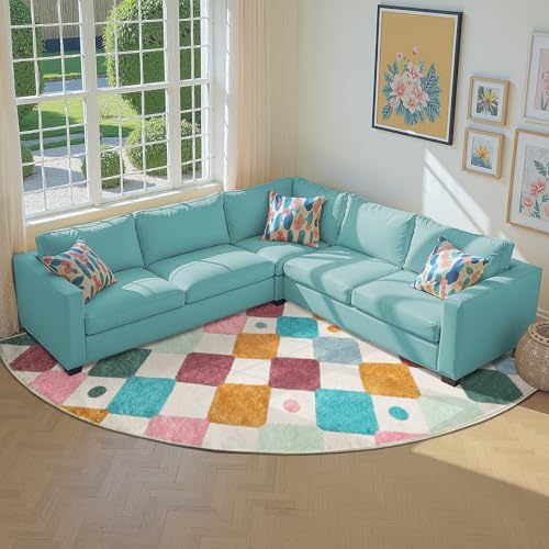 Corner Rug Washable Kids Rug Colorful Nursery Play Mat Confetti (49 Sq Ft)