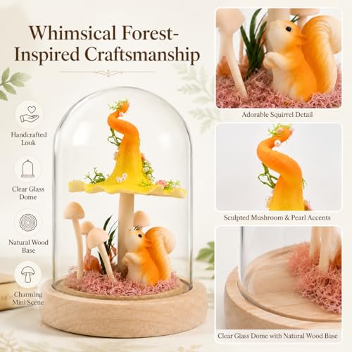 Mushroom Lamp in Glass Dome