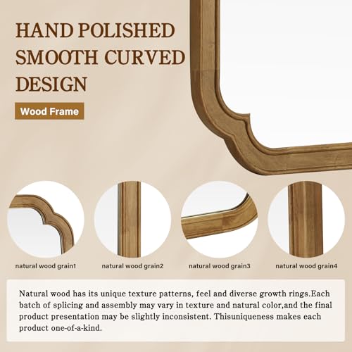 30" x 36" Wood Bathroom Mirror for Wall Mounted