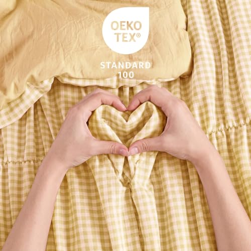Yellow Gingham Queen Size Comforter Sets