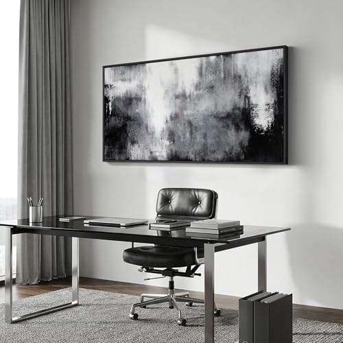 Large Framed Black and White Abstract Wall Art for Living Room
