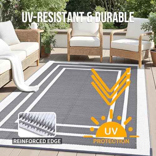Outdoor Rug 9x12 ft Waterproof Reversible Mat