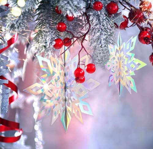 Christmas Hanging Snowflakes for Winter Wonderland Frozen Party Decorations (15 Count)