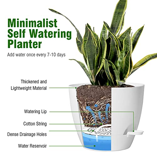 10/9/8 inch Self Watering Pots for Indoor Outdoor Plants, Set of 3 (3 Count)