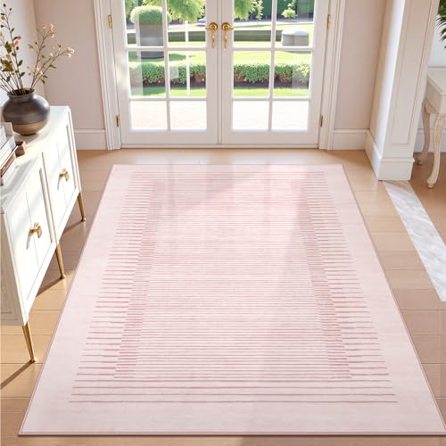 Washable Striped Living Room Area Rug 5x7 (35 Sq Ft)