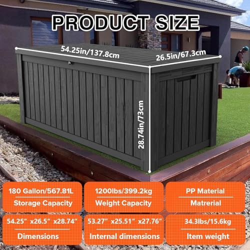 180 Gallon Outdoor Storage Box Waterproof Lockable