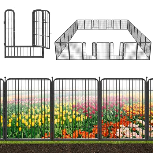 Decorative Black Metal Fencing Garden Fence with Gate (170.67 Sq Ft)