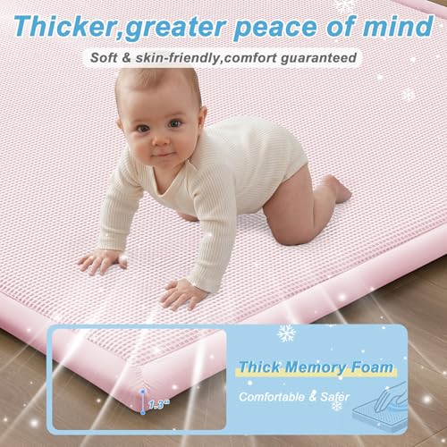 Baby Play Mat for Floor Nursery Rug Muscle Area Playroom Rug Elastic Foam 79x110" Playpenmat Elastic Foam 1.3" Thick Crawling Mat for Babies
