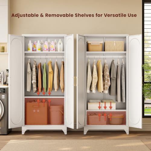 71" Tall Metal Bedroom Armoire