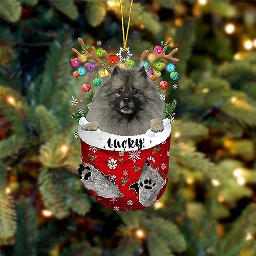 Grey Keeshond Dog Christmas Ornament