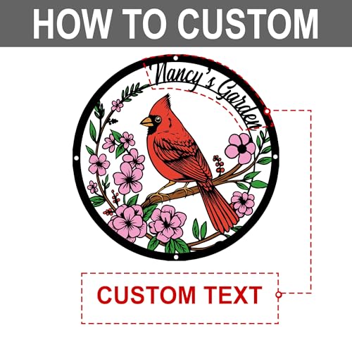Personalized 12in Name Garden Cardinal Metal Signs with Stake