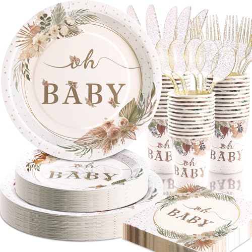 168 Pcs Boho Its A Girl Baby Shower Decorations (168 Count)