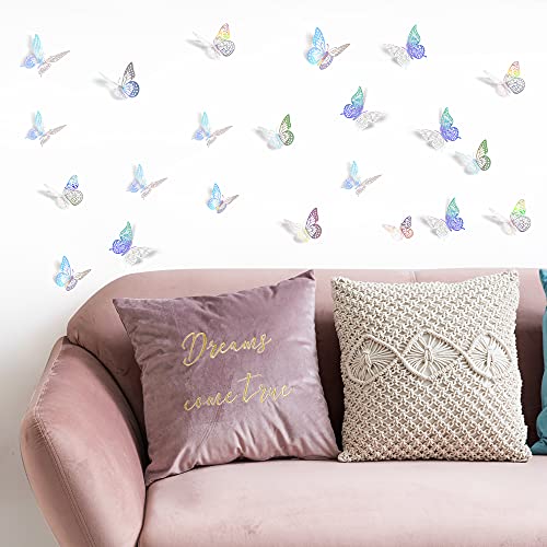 3D Butterfly Wall Decor 48 Pcs Laser Butterfly Birthday Decoration (48 Count)