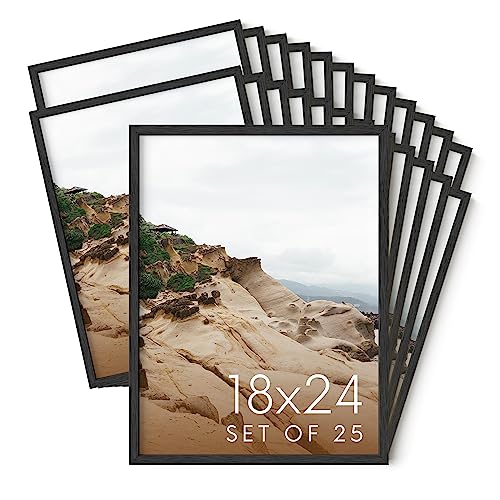 18x24 Black Oak Wood Picture Frames Set of 25