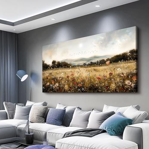 Modern Canvas Print Wall Art Vintage Home Decorlawn Painting With Floral Wall Art Printsclassic Landscape Office Living Room Bedroom Wall Decor Home Decorcan Be Hung Directly 24x48 Inches