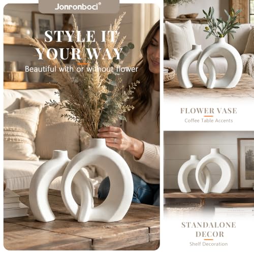 Donut Ceramic Vase Set of 2 for Flower or Home Decor (2 Count)