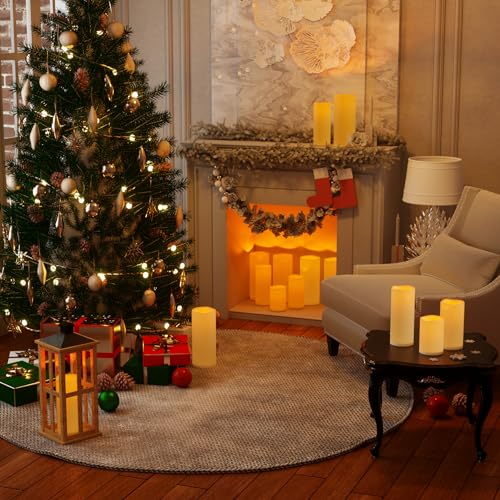 6" 8" 10" x 4" White Large Waterproof Outdoor Flameless Candles Battery Operated LED Flickering Pillar Candles with Remote and Timer for Indoor Outdoor Lanterns (3 Count)