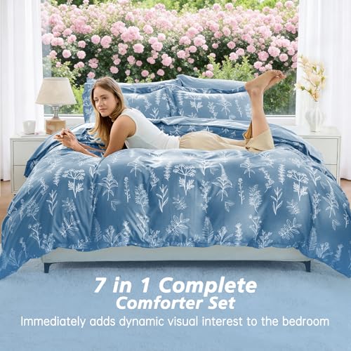Ice Blue Bed in a Bag King 7 Pieces