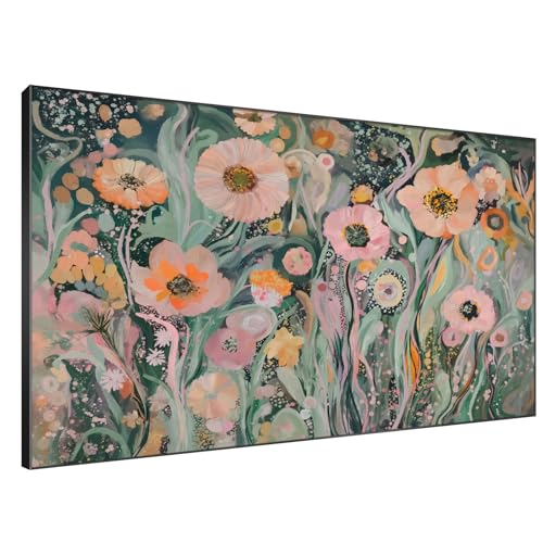 46"x72" Extra Large Framed Wall Art Whimsical Garden Bloom
