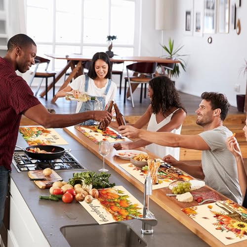 Thanksgiving Plastic Placemats Set of 6 Fall Table mats 17×13×0.04in (6 Count)