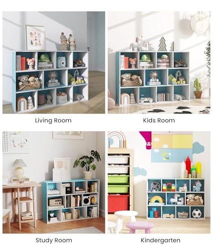 11 Cube Blue Kids Bookshelf and Toy Organizer