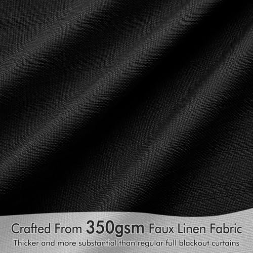 100% Blackout Back Tab Pleat Linen Curtains 50" Wx120 L