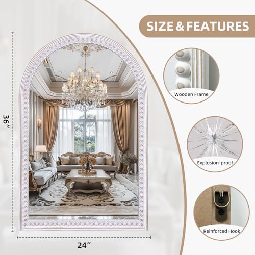 36x24 Inch Arched Mirror for Wall Decor