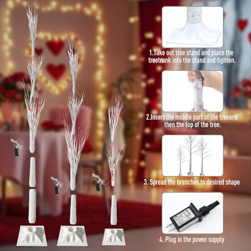 Smart Lighted Birch Trees 4FT 5FT 6FT (3 Count)