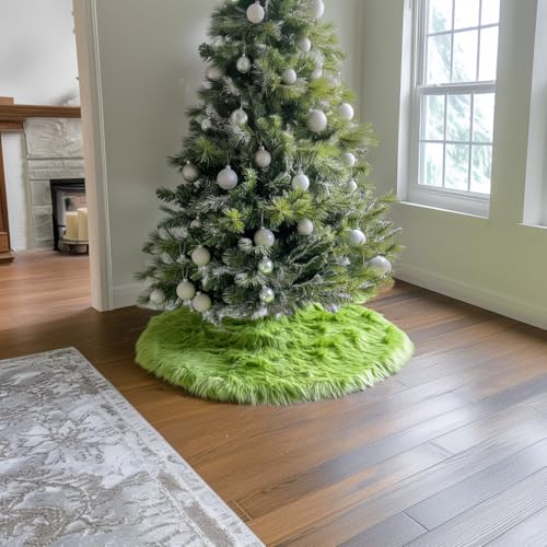 24 Inch Green Christmas Tree Skirt Plush Decoration for Merry Christmas Party
